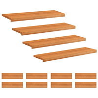vidaXL Trapstegsmattor 12 st 90 x 30 x 2 cm Ljusbrun Massivt bokträ