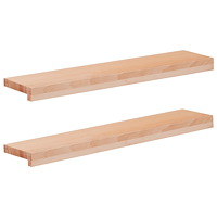 vidaXL Fönsterbrädor 2 st Naturlig 80x 15 x 2 cm Massivt bokträ