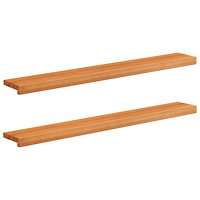 vidaXL Fönsterbrädor 2 st Ljusbrun 110 x 15 x 2 cm Massivt bokträ