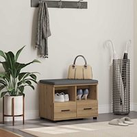 vidaXL Skobänk med kudde Artisan-ek 60 x 38 x 46 cm Konstruerat trä