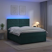 vidaXL LED sängram med madrass Mörkgrön 180 x 200 cm Sammet