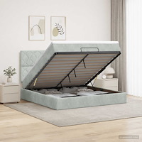 vidaXL Ottoman säng med madrass Ljusgrå 160 x 200 cm Sammet