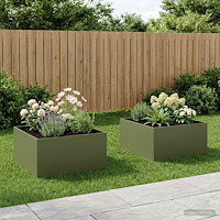 vidaXL Trädgårdsplanterare 2 st Olivgrön 80 x 80 x 40 cm