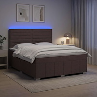 vidaXL LED sängram med madrass Mörkbrun 140 x 200 cm Tyg