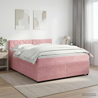 vidaXL Kontinentalsäng med madrass Rosa 140 x 190 cm Sammet
