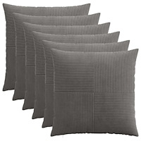 vidaXL Kuddöverdrag 6 st ALMELO Mörkgrå 65 x 65 cm manchester
