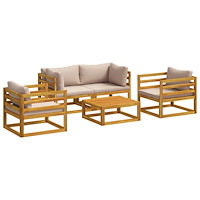 vidaXL 5-delars Trädgårdsloungeset Modular Naturlig Massivt Akaciaträ