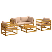 vidaXL 5-delars Trädgårdsloungeset Modular Naturlig Massivt Akaciaträ