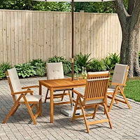 vidaXL 5-Piece Garden Dining Set Naturlig Massivt Akaciaträ