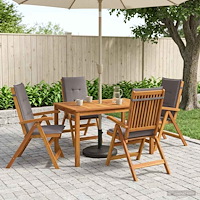 vidaXL 5-Piece Garden Dining Set Naturlig Massivt Akaciaträ