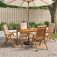 vidaXL 5-Piece Garden Dining Set Naturlig Massivt Akaciaträ