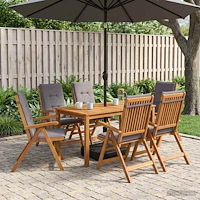 vidaXL 7-Piece Garden Dining Set Naturlig Massivt Akaciaträ