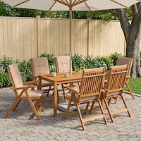 vidaXL 7-Piece Garden Dining Set Naturlig Massivt Akaciaträ