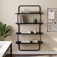 vidaXL 4-Tier Vägghylla Svart ek 60 x 24,5 x 104 cm Konstruerat trä