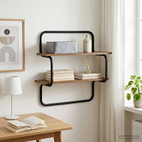 vidaXL Vägghylla med 2 plan Rökt ek 80 x 24,5 x 61 cm Konstruerat trä