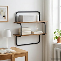 vidaXL Vägghylla i 2 nivåer Gammalt trä 40 x 24,5 x 61 cm