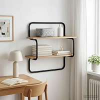 vidaXL Vägghylla med 2 plan Artisan-ek 40 x 24,5 x 61 cm