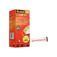 3M Scotch Crystal 600 kontorstejp - 19 mm x 33 m - klar (paket om 8)