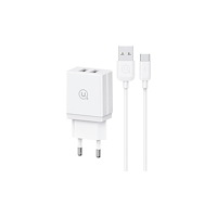 USAMS USAMS nätladdare USAMS Lad. 2xUSB-A + USB-C/USB-A-kabel Fast...