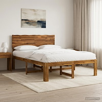 vidaXL Dubbel sängram med huvudgavel ROSTOCK Naturlig 135 x 190 cm