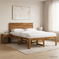 vidaXL Dubbel sängram med huvudgavel ROSTOCK Naturlig 140 x 190 cm