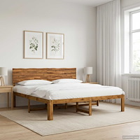 vidaXL Dubbel sängram med huvudgavel ROSTOCK Naturlig 200 x 200 cm