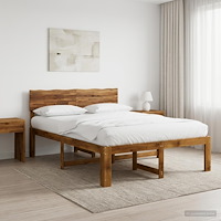 vidaXL Dubbel sängram med huvudgavel ROSTOCK Naturlig 150 x 200 cm