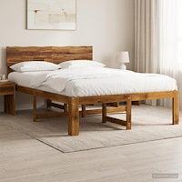 vidaXL Dubbel sängram med huvudgavel ROSTOCK Naturlig 160 x 200 cm