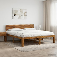 vidaXL Dubbel sängram med huvudgavel ROSTOCK Naturlig 200 x 200 cm
