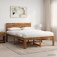 vidaXL Dubbel sängram med huvudgavel ROSTOCK Naturlig 135 x 190 cm