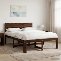 vidaXL Dubbel sängram med huvudgavel ROSTOCK Mörkbrun 140 x 190 cm