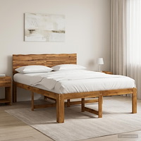 vidaXL Dubbel sängram med huvudgavel ROSTOCK Naturlig 150 x 200 cm