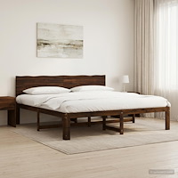 vidaXL Dubbel sängram med huvudgavel ROSTOCK Mörkbrun 180 x 200 cm