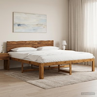vidaXL Dubbel sängram med huvudgavel ROSTOCK Naturlig 180 x 200 cm