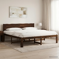 vidaXL Dubbel sängram med huvudgavel ROSTOCK Mörkbrun 200 x 200 cm