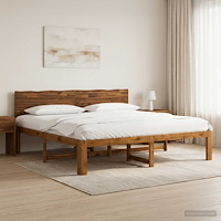 vidaXL Dubbel sängram med huvudgavel ROSTOCK Naturlig 200 x 200 cm