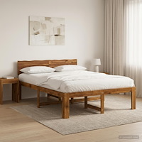 vidaXL Dubbel sängram med huvudgavel ROSTOCK Naturlig 150 x 200 cm