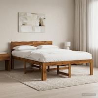 vidaXL Dubbel sängram med huvudgavel ROSTOCK Naturlig 160 x 200 cm