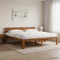 vidaXL Dubbel sängram med huvudgavel ROSTOCK Naturlig 180 x 200 cm