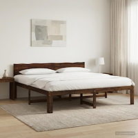 vidaXL Dubbel sängram med huvudgavel ROSTOCK Mörkbrun 200 x 200 cm