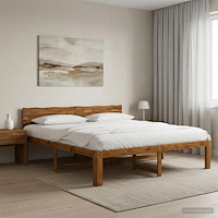 vidaXL Dubbel sängram med huvudgavel ROSTOCK Naturlig 200 x 200 cm