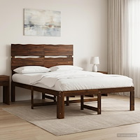 vidaXL Dubbel sängram med huvudgavel ROSTOCK Mörkbrun 120 x 190 cm