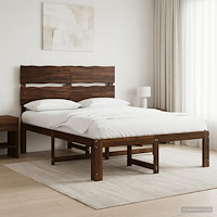 vidaXL Dubbel sängram med huvudgavel ROSTOCK Mörkbrun 140 x 190 cm