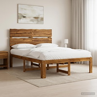vidaXL Dubbel sängram med huvudgavel ROSTOCK Naturlig 140 x 190 cm