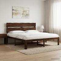 vidaXL Dubbel sängram med huvudgavel ROSTOCK Mörkbrun 180 x 200 cm