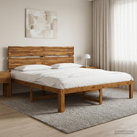 vidaXL Dubbel sängram med huvudgavel ROSTOCK Naturlig 180 x 200 cm