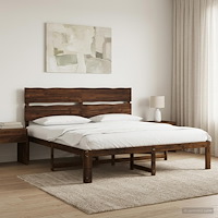 vidaXL Dubbel sängram med huvudgavel ROSTOCK Mörkbrun 200 x 200 cm