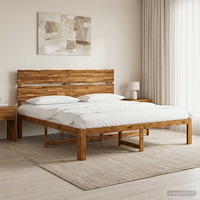vidaXL Dubbel sängram med huvudgavel ROSTOCK Naturlig 200 x 200 cm