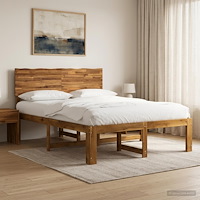 vidaXL Dubbel sängram med huvudgavel ROSTOCK Naturlig 137 x 190 cm