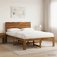 vidaXL Dubbel sängram med huvudgavel ROSTOCK Naturlig 152 x 203 cm